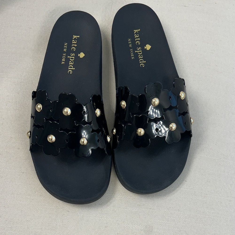 Kate Spade Black Floral Embellished Sandals